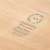 Rustic Gold Eucalyptus Wreath Wedding Acryl Uitnodigingen (Laagn)