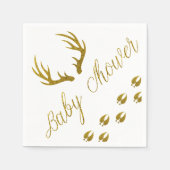 Rustic Gold Faux Glitter Deer Antlers Baby shower Servet (Voorkant)
