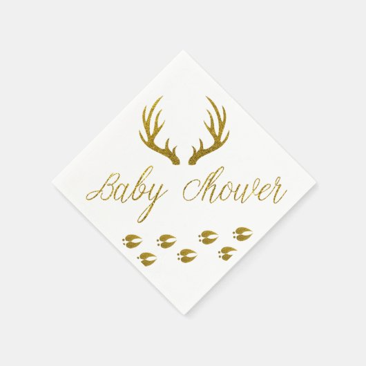 Rustic Gold Faux Glitter Deer Antlers Baby shower Servet (Hoek)