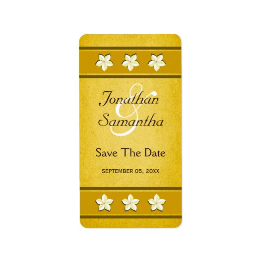 Rustic Gold Floral bespaart de datum waarop de wij Etiket (Voorkant)