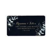 Rustic Gold Floral Blue Wedding RSVP-adreslabel Etiket (Voorkant)