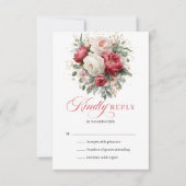 Rustic Gold Floral Boho Wedding RSVP Kaartje (Voorkant)
