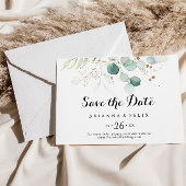 Rustic Gold Floral Calligraphy Horizontal Wedding Save The Date