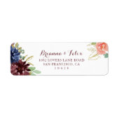 Rustic Gold Floral Calligraphy Return Address Etiket (Voorkant)