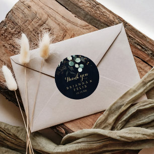 Rustic Gold Floral Hartelijk dank voor het blauwe  Ronde Sticker