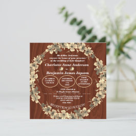 Rustic Gold Floral Wedding Kaart