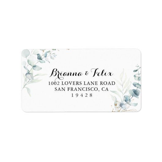 Rustic Gold Floral Wedding RSVP Adres Etiket (Voorkant)