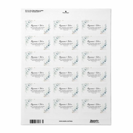 Rustic Gold Floral Wedding RSVP Adres Etiket (Full Sheet)