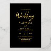Rustic GOLD FOIL Text Black Wedding Elegant Folie Uitnodiging (Voorkant)