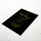 Rustic GOLD FOIL Text Black Wedding Elegant Folie Uitnodiging (Gedraaid)