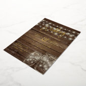 Rustic GOLD FOIL Text Mason Jars Lights Wedding Folie Uitnodiging (Gedraaid)