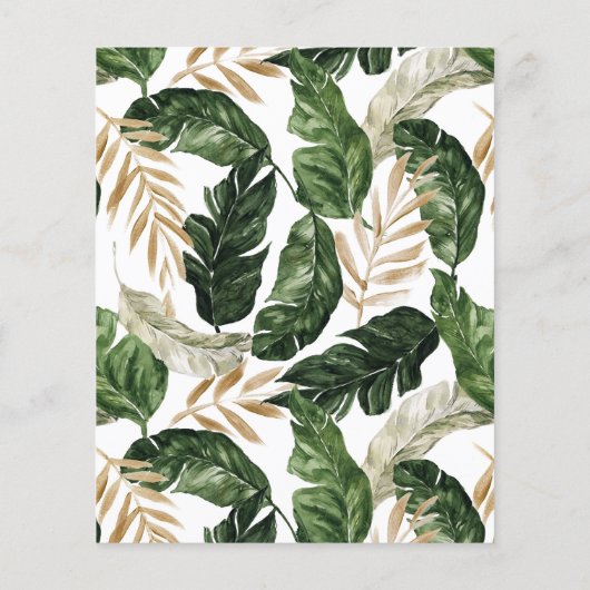 Rustic Gold Foil Tropisch Lijst Bautizo Uitnodigin (Achterkant)