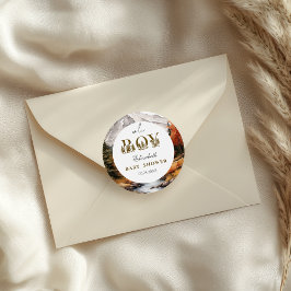Rustic Gold Forest Baby Boy Shower Ronde Sticker