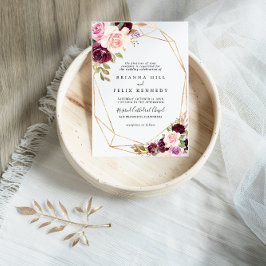 Rustic Gold Geometric Floral Traditional Wedding Kaart