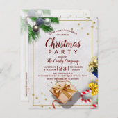 Rustic Gold Gift & Snoep Kerstfeest Uitnodiging (Voorkant / Achterkant)