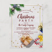 Rustic Gold Gift & Snoep Kerstfeest Uitnodiging (Voorkant)