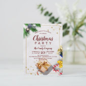 Rustic Gold Gift & Snoep Kerstfeest Uitnodiging Briefkaart (Staand voorkant)