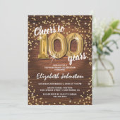 Rustic Gold Glitter 100th Birthday Kaart (Staand voorkant)