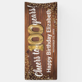 Rustic Gold Glitter 100th Birthday Spandoek (Verticaal)