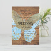 Rustic Gold Glitter Butterfly Uitnodiging voor het (Staand voorkant)