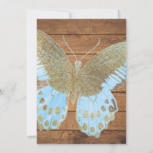 Rustic Gold Glitter Butterfly Uitnodiging voor het (Achterkant)