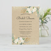 Rustic Gold Glitter Floral Vrijgezellenfeest Kaart (Staand voorkant)