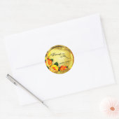 Rustic Gold Glitter Roses Thank You Wedding  Ronde Sticker (Envelop)