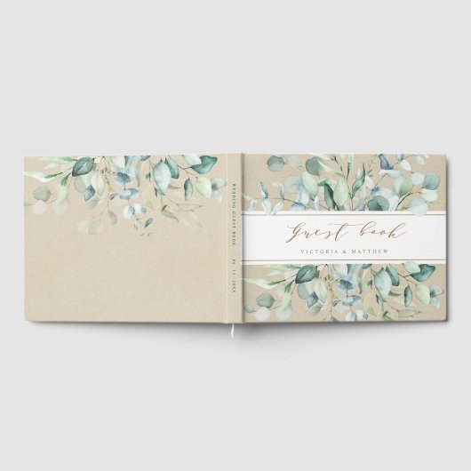 Rustic Gold Green Botanical Wedding Gastenboek (Volledig)