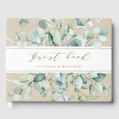 Rustic Gold Green Botanical Wedding Gastenboek (Voorkant)