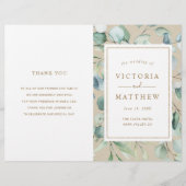 Rustic Gold Green Waterverf Wedding Programme (Voorkant)