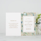 Rustic Gold Green Waterverf Wedding Programme (Staand voorkant)