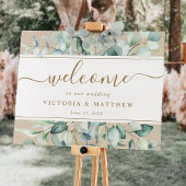 Rustic Gold Green Waterverf Wedding Welcome Sign Poster
