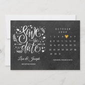Rustic Gold Heart Calendar Save the Date Kaart (Voorkant)