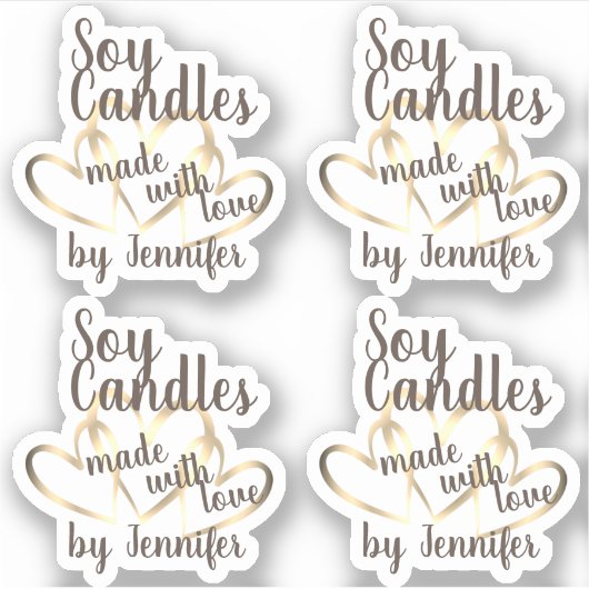Rustic Gold Hearts gemaakt met Love Cool Soy Candl Sticker (Voorkant)