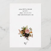 Rustic Gold Herfst Floral Friendsgiving Folie Uitnodiging (Achterkant)