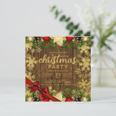 Rustic Gold Holly Berries & Baubles Company Xmas Kaart (Staand voorkant)