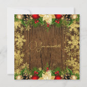 Rustic Gold Holly Berries & Baubles Company Xmas Kaart (Achterkant)