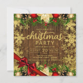 Rustic Gold Holly Berries & Baubles Company Xmas Kaart (Voorkant)