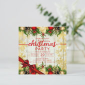 Rustic Gold Holly Berries & Baubles Company Xmas Kaart (Staand voorkant)