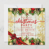 Rustic Gold Holly Berries & Baubles Company Xmas Kaart (Voorkant)