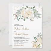 Rustic Gold Ivory Floral in één huwelijk Kaart (Voorkant)
