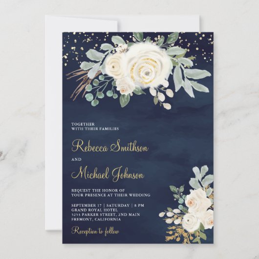 Rustic Gold Ivory Floral in één marinevrouw Kaart (Voorkant)