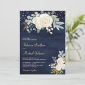 Rustic Gold Ivory Floral in één marinevrouw Kaart (Staand voorkant)