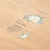 Rustic Gold Ivory Floral Wedding Acryl Uitnodigingen (Laagn)