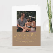 Rustic Gold Joyful 2-fotokerst Feestdagen Kaart (Voorkant)