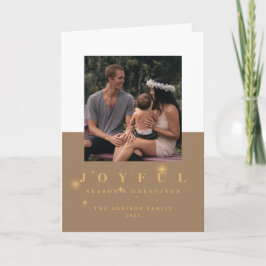 Rustic Gold Joyful 2-fotokerst Feestdagen Kaart