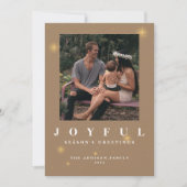 Rustic Gold Joyful Two Photo met kerstmis Feestdagenkaart (Voorkant)