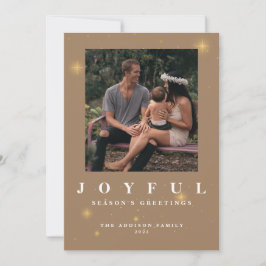 Rustic Gold Joyful Two Photo met kerstmis Feestdagenkaart