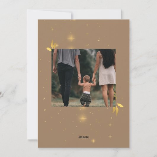 Rustic Gold Joyful Two Photo met kerstmis Feestdagenkaart (Achterkant)