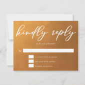 Rustic Gold Kindly Reply Simple Fall Wedding RSVP Kaartje (Voorkant)